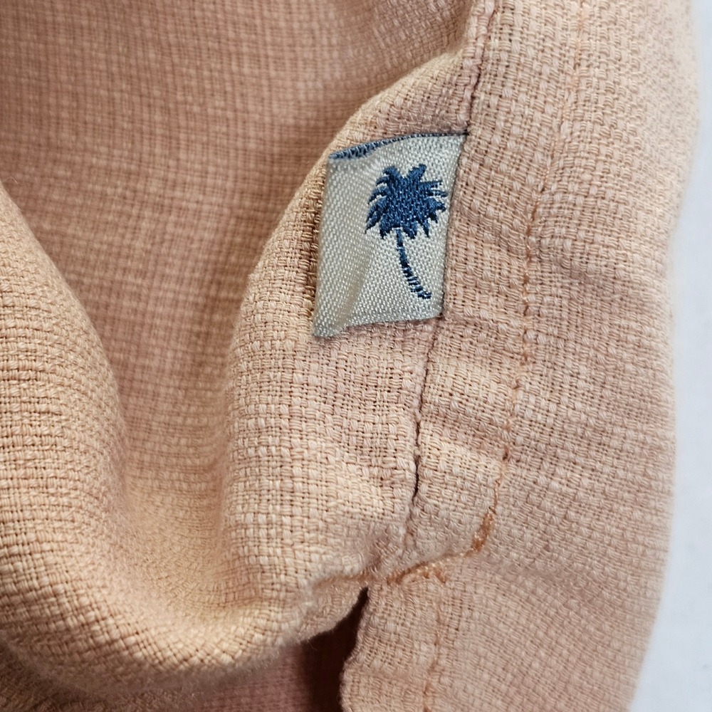 Island Shores Mens XL Washable Silk Camp Shirt Short Sleeve PeachSalmon Textured - Picture 5 of 10